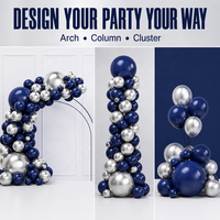 Décorations pour fête d'anniversaire, baby shower, événement de remise de diplôme, ballons en latex bleu marine et argent chromé, kit d'arche de guirlande