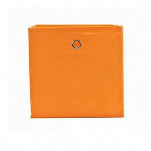 Panier de rangement pliable en tissu orange pour placard et organisation domestique, design moderne et minimaliste avec œillets métalliques - Product Image 1