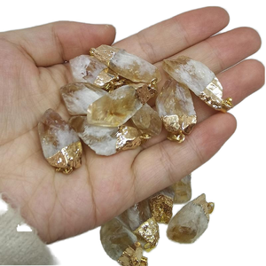 Классическое ожерелье-подвеска из натурального друзового цитрина с позолотой, модное украшение для женщин и мужчин - Product Image 1