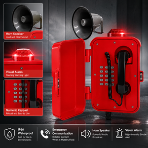 Téléphone industriel robuste avec clavier complet, lampe de signalisation et haut-parleur pour atelier chimique extérieur, IP66 - Product Image 1
