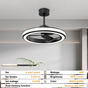 23 Inch Matte Black <b>Ceiling</b> Fan with <b>Light</b> Sleek Modern LED Fan with Soft Glow for Living Room Kitchen - Product Image 5