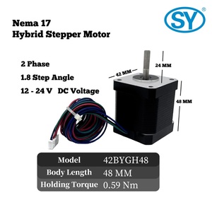 Motor paso a paso de alta precisión SY <span class=keywords><strong>Nema</strong></span> <span class=keywords><strong>17</strong></span> 42BYGH4802 <span class=keywords><strong>48MM</strong></span> 1.8 °   Cable Bipolar de 0.59Nm 2A de 4 Hilos para Impresoras 3D, Motor Híbrido de 12-24V con Certificación CE - Product Image 2