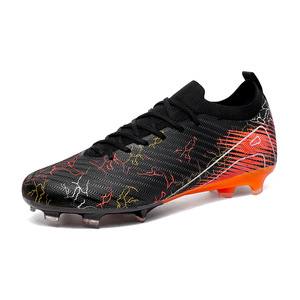 Chaussures de football pour hommes, orange, à tige basse, technologie Tenshi, motifs jaunes et noirs, tige synthétique, semelle extérieure en caoutchouc, chaussures de sport d'été - Product Image 5