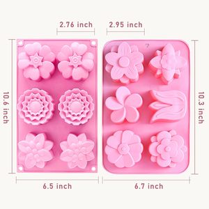 Moules à savon en silicone colorés rotatifs, 3 pièces, formes de fleurs, flexibles et réutilisables pour la fabrication de savon, gâteaux faits à la main, chocolat, pâtisserie - Product Image 5