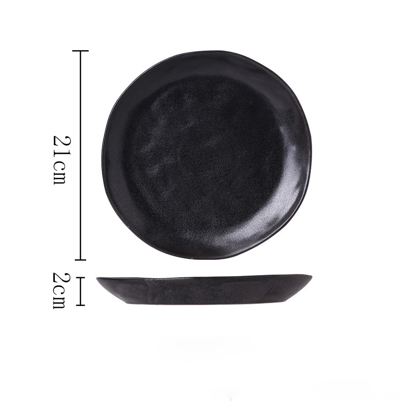 Assiette noire de 8 pouces
