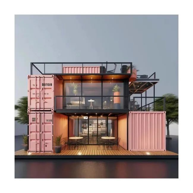 Containerhuis Ting Mooi Huis Voor Het Leven Roze Cabine 20ft 40ft Aanpasbare Luxe Prefab Stalen Structuur