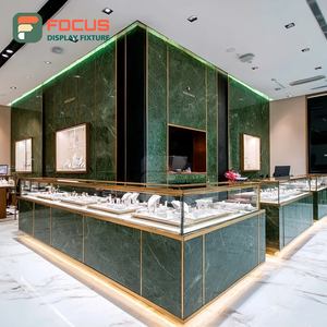 Luxury Commercial Retail Jewelry Display Counter Wood <b>Frame</b> Jewelry Shop Glass Showcase - Product Image 2