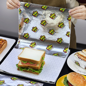 Custom Restaurant Printed Oil Proof Aluminum Foil <strong>Paper</strong> Honeycomb Deli <strong>Wrapping</strong> <strong>Paper</strong> Food Grade Burger Sandwich - Product Image 4