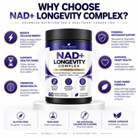 Complément Alimentaire Anti-Âge OEM : Capsules de Complexe Longévité NAD+ NR Resvératrol Quercétine Fisétine CoQ10 Marque Blanche