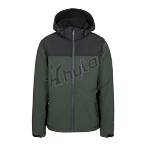 Chaqueta Cortavientos Táctica Softshell Deportiva Ajustada Personalizada para Hombre con Capucha Impermeable para Invierno, Senderismo, Casual, con Cremallera Frontal y Logotipo No Tejido - Product Image 1