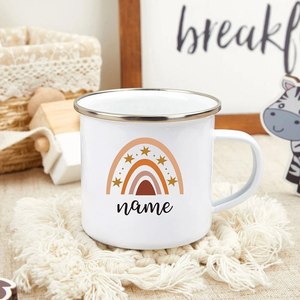 Tasse en émail à bord argenté Uionen, article ménager personnalisé avec impression de logo, tasse en céramique de 350 ml. Gobelet écologique - Product Image 2