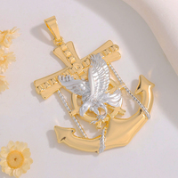 Liontin Jangkar dan Elang Hip Hop Bergaya Baru, Berlapis Emas 14K, Kuningan, Hadiah Sempurna untuk Acara Pesta