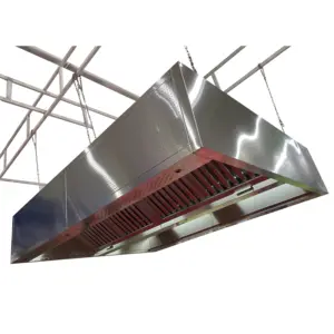 Cocina comercial de acero inoxidable Escape de humo con luz Con sistema de aire fresco Extractor estilo isla Campana extractora