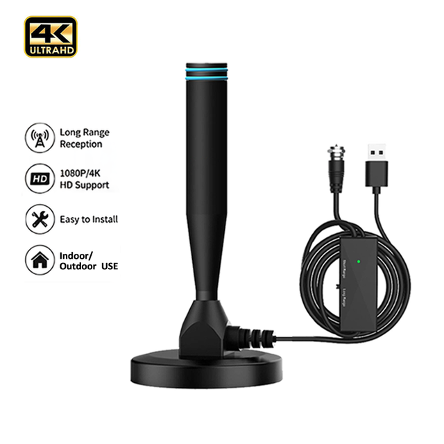 4K Support Indoor/Outdoor Portable Magnetic TV Antenna for Home RV Camping ATSC HDTV Antenna with Amplifier