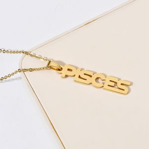 Collier pendentif signe du zodiaque vertical pour homme et femme |   Bijoux Astrologiques et Horoscopes Personnalisés en Acier Inoxydable Plaqué Or 18K - Product Image 6