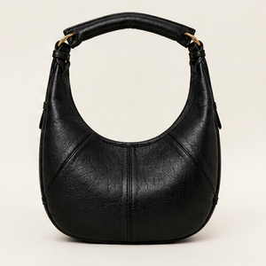 Sac à bandoulière Hobo en cuir véritable noir de qualité supérieure, style bohème, avec fermeture éclair, pour femme, élégant sac à main croissant, usage quotidien, OEM - Product Image 1