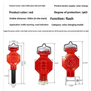 Feu de signalisation routière solaire à <span class=keywords><strong>LED</strong></span> Plum <span class=keywords><strong>pour</strong></span> travaux routiers et garde-corps, avec attraction magnétique et caractéristiques réfléchissantes - Product Image 3
