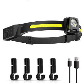 Lampe frontale rechargeable Qimai 2000 mAh COB LED à double source lumineuse inclinable et réglable pour la pêche nocturne et la course à pied - Product Image 5