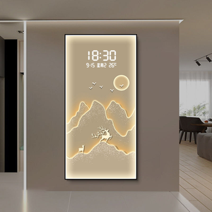 Éclairage LED de luxe Décoration murale de <span class=keywords><strong>salon</strong></span> en porcelaine cristal <span class=keywords><strong>avec</strong></span> affichage LCD <span class=keywords><strong>Peinture</strong></span> d'horloge <span class=keywords><strong>Peinture</strong></span> avancée - Product Image 2