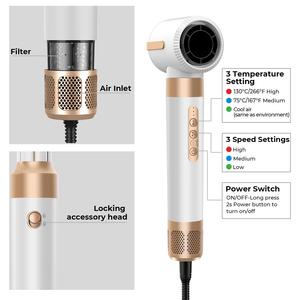 High Quality Pro <b>Hot</b> Cold Air Brush Hair Dryer Set Brushless Speed Multi Styler 1400w Curler Straightener for Salon Hair Dryer P - Product Image 3