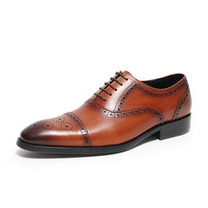Chaussures en cuir classiques pour hommes, style britannique, formelles, à lacets, faites à la main, décontractées, bout carré, mocassins à pampilles, respirantes - Product Image 5