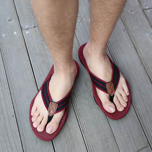 Nieuwe Strandstreep Heren Flip Flop, Mode Zwarte Zomer Sandalen Antislip Stof Rubber Ademende Pantoffel Voor Heren - Product Image 2