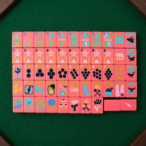Modern California Dream Luxury Portable Acrylic American Mahjong Tiles Full Set Folding Metal Legs for 4 Players Casino - Product Image 1