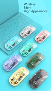 Ánh Sáng LED Siêu Mỏng 2.4G Từ Tính Có Thể Sạc Lạ<span class=keywords><strong>i</strong></span> Bt Chuột Phả<span class=keywords><strong>i</strong></span> Quang Câm ABS USB Trong Suốt Không Dây Chuột Phẳng Cổ Phiếu - Product Image 6