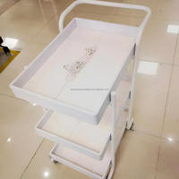 Chariot de rangement mobile à 3 niveaux pour salon de beauté, en métal et PP, avec roulettes silencieuses