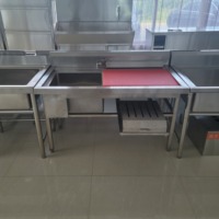 HIKITCHEN MADE Évier de lavage de poisson professionnel en acier inoxydable de luxe pour la transformation des aliments, table de nettoyage de poisson robuste