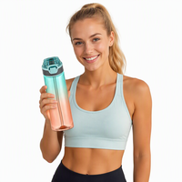 Bouteilles de sport transparentes anti-fuite en Tritan+PP avec couvercle à ouverture rapide et paille intégrée, compatibles lave-vaisselle, pour Halloween, camping et randonnée