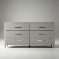 Commode à 6 tiroirs en cuir gaufré personnalisée, finition écologique, style classique et luxueux, pour aménageurs intérieurs