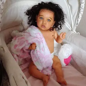 Lifereborn 22'' Elsie Reborn Baby Silicone Doll Toy African American Black Dolls Girl With Dark Skin Reborn Dolls