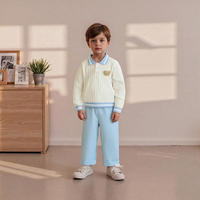 Ensemble de vêtements en tricot brodé mignon pour enfants du printemps, pull en tricot à manches longues pour garçon, vêtements en tricot pour bébé, pantalon