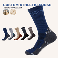 Chaussettes de sport d'extérieur de haute qualité avec logo personnalisé, absorbant la transpiration, coussinées, en laine mérinos thermique pour le ski et la randonnée en hiver