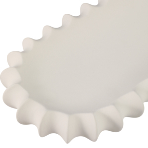 Plateau en céramique à bord festonné, design minimaliste, décoration d'intérieur, centre de table pour lit ou table basse - Product Image 5
