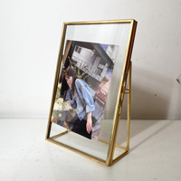 Cadre photo grand format A4 en verre transparent avec charnière métallique pliable pour table de bureau