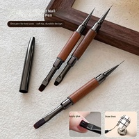 Pinceau double-embout multifonctionnel en bois de santal pour application de vernis gel UV, peinture couleur et mélange de colle