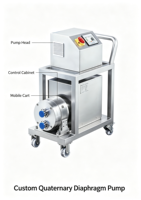 Pompe à diaphragme quaternaire personnalisée, pompe sanitaire à quatre pistons à écran tactile avec chariot mobile pour bioprocessus, alimentation et cosmétiques