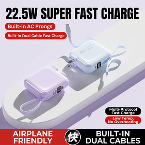 พาวเวอร์แบงค์ชาร์จเร็ว 120W พร้อมปลั๊กไฟในตัวและสายชาร์จคู่สำหรับโทรศัพท์ - Product Image 4