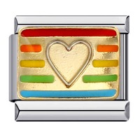 Bracelet Modulaire Cœur Arc-en-ciel Amour Italien en Acier Inoxydable Élastique DIY Tendance Cadeau Couple Accessoires Vente en Gros