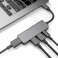 Docking Station 4 in 1 Aluminium Alloy Tipe-C ke HDTV USB 3.0 USB 2.0 PD 4 Port Hub USB Tipe C
