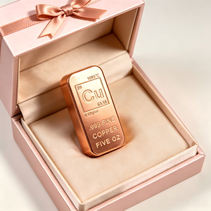 Barre de cuivre fin 999, 5 oz, rectangulaire, gaufrée, pièce d'art de collection - Product Image 4