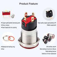 Interrupteur électrique à bouton-poussoir noir 19 mm étanche pour machines de moulage par injection - Vente directe usine
