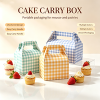 Boîte à pâtisserie à carreaux de qualité supérieure avec poignée de transport facile, plusieurs couleurs, emballage pour gâteau mousse, boîte cadeau professionnelle pour boulangerie, OEM