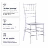 Chaise Chiavari Transparente en Cristal Acrylique Napoléon pour Banquet d'Hôtel, Vente en Gros pour Événements