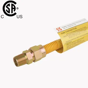 中国CSA气体连接器制造商软管黄色涂层气体柔性软管不锈钢气体器具连接器套件