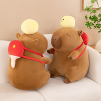 Peluche Capybara avec sac à dos de ping-pong, jouet en peluche moelleux et doux, Kawaii, pour enfants et filles, cadeau d'anniversaire, vente en gros