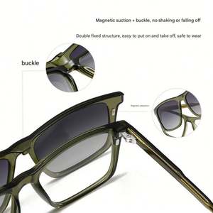 Lunettes de soleil carrées TR90 tendance 2025 avec logo personnalisé, polarisées UV400, à clip magnétique optique pour hommes et femmes - Product Image 3