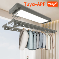 Séchoir à linge électrique pliable compact avec éclairage LED et chauffage pour cuisine et balcon